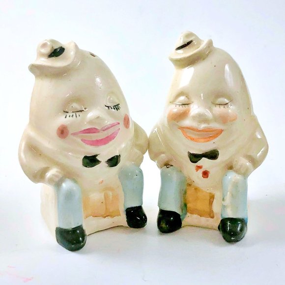 Japan Other - Vintage Anthropomorphic Egg Salt and Pepper Shakers Stamped Japan Humpty Dumpty